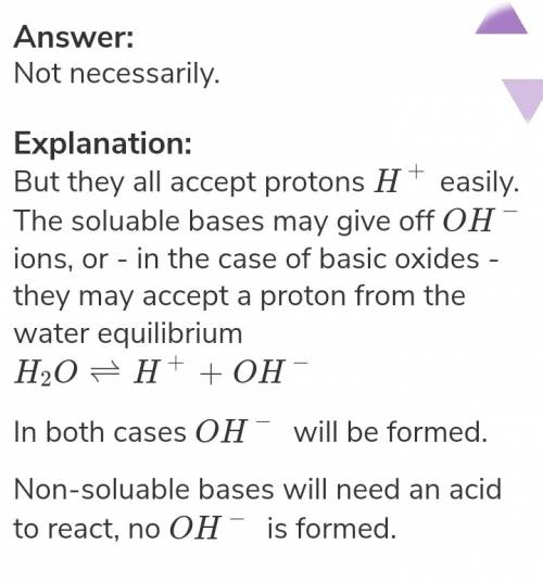 Basic compounds produce oh- ions when dissolved in water. true or false