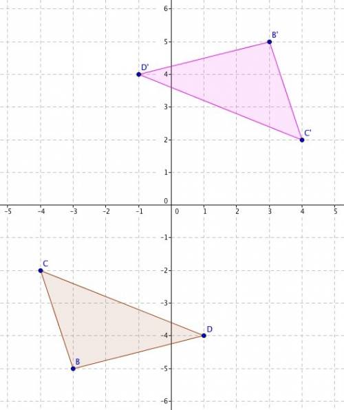 Me.find the coordinate of b' after a 180° rotation of the triangle about the origin.a. (1,2)b. (3,5)