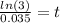 \frac{ln(3)}{0.035} = t