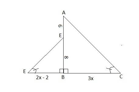 The two triangles are similar. what is the value of x?  enter your answer in the box. x = two right
