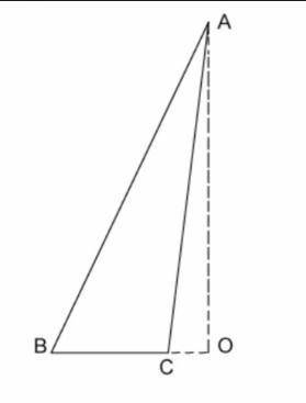 What is the area of the scalene triangle shown (abc), if ao = 10 cm, co = 2 cm, bc = 5 cm, and ab =