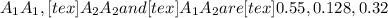 A_{1}A_{1}, [tex]A_{2}A_{2} and [tex]A_{1}A_{2} are [tex]0.55, 0.128, 0.32