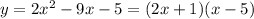 y=2x^2-9x-5=(2x+1)(x-5)