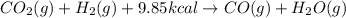 CO_2(g)+H_2(g)+9.85kcal\rightarrow CO(g)+H_2O(g)