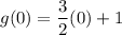 g(0)=\dfrac{3}{2}(0)+1