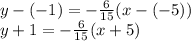 y-(-1)=-\frac{6}{15}(x-(-5))\\y+1=-\frac{6}{15}(x+5)\\