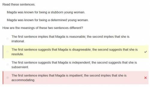 Read these sentences. magda was known for being a stubborn young woman. magda was known for being a