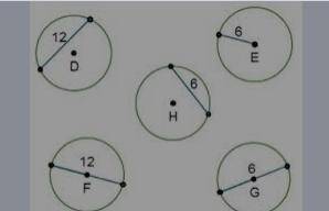 Circle a has a radius of 6. which circles are congruent to circle a?  check all that apply. circle d