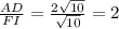 \frac{AD}{FI}=\frac{2\sqrt{10}}{\sqrt{10}}=2