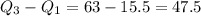 Q_3-Q_1=63-15.5=47.5