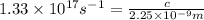 1.33\times 10^{17}s^{-1}=\frac{c}{2.25\times 10^{-9}m}