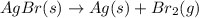 AgBr(s)\rightarrow Ag(s)+Br_2(g)