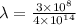 \lambda = \frac{3 \times 10^8}{4 \times 10^{14}}