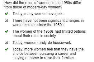 How did women’s roles and opportunities in the 1950s differ from women’s roles today?