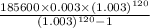 \frac{185600\times 0.003\times(1.003)^{120} }{(1.003)^{120}-1 }