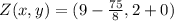 Z(x,y)=(9-\frac{75}{8},2+0)
