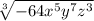\sqrt[3]{-64x^5y^7z^3}