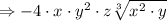 \Rightarrow -4\cdot x\cdot y^2 \cdot z \sqrt[3]{x^2\cdot y}