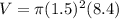 V=\pi (1.5)^{2}(8.4)
