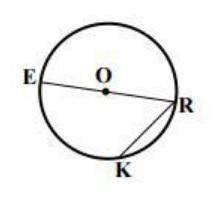 Given:  circle k(o), m rk =70° find:  m∠erk