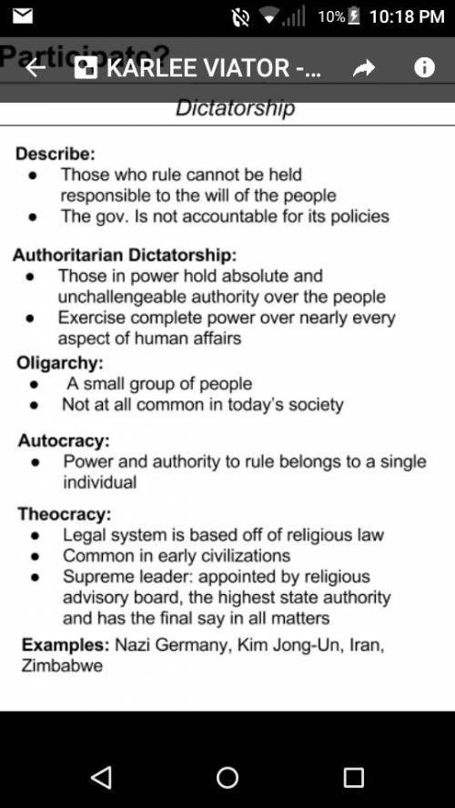 What are the principles and ideals that shape a dictatorship