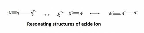 The azide ion, n−3, is a symmetrical ion, all of whose contributing structures have formal charges.
