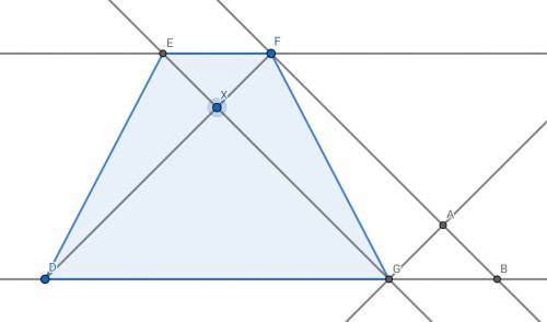 Given:  defg is a trapezoid de=fg, df=a, m∠fdg=45° find:  area of defg
