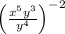 \left (\frac{x^{5}y^{3}}{y^{4}}\right )^{-2}