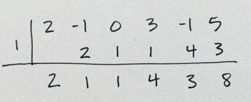 17. divide using synthetic division, and write a summary statement in fraction form.  2x^5 - x^4 +3x