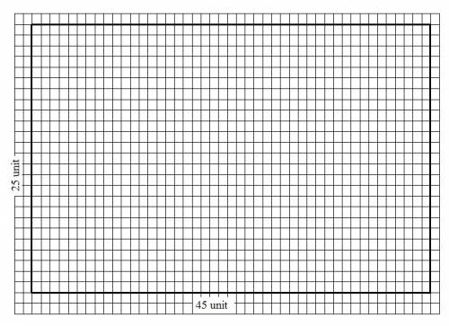Use the grid to draw a rectangle with an area of 1,125 square units ad a side of 25 units