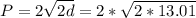 P=2\sqrt{2d} =2*\sqrt{2*13.01}