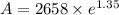 A=2658\times e^{1.35}