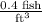 \frac{0.4\text{ fish}}{\text{ ft}^3}