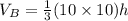V_B=\frac{1}{3}(10\times 10)h