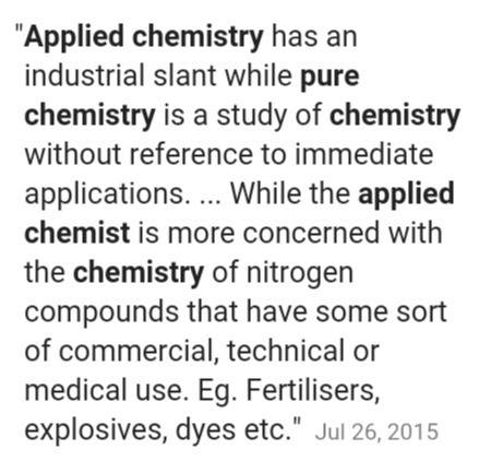 What is the difference between applied and pure chemistry?