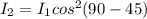 I_2 = I_1 cos^2(90 - 45)