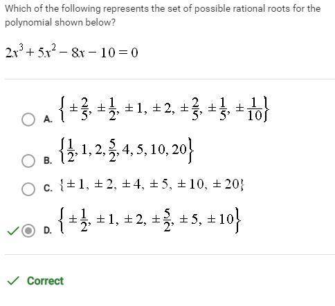 Which of the following represents the set of possible rational roots for the polynomial shown below?