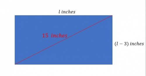 The length of a rectangular painting is 3 inches longer than its width. if the diagonal is 15 inches