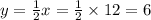 y=\frac{1}{2}x= \frac{1}{2}\times 12=6