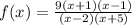 f(x)=\frac{9(x+1)(x-1)}{(x-2)(x+5)}