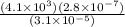\frac{(4.1\times 10^{3})(2.8\times 10^{-7})}{(3.1\times 10^{-5})}