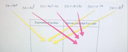 Fast  drag each function to correct location on the image. identify exponential functions.