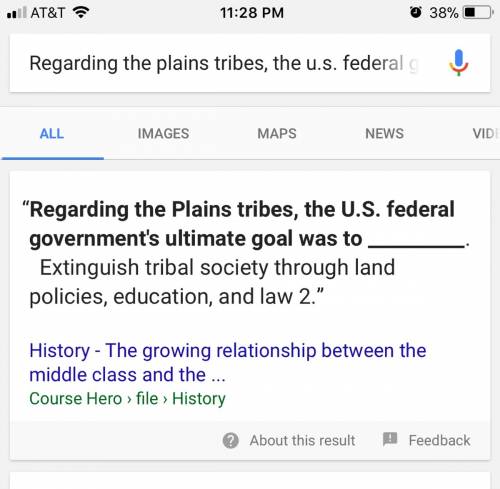 Regarding the plains tribes, the u.s. federal government’s ultimate goal was to