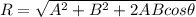 R = \sqrt{A^2 + B^2 + 2AB cos\theta}