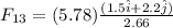 F_{13} = (5.78)\frac{(1.5\hat i + 2.2 \hat j)}{2.66}