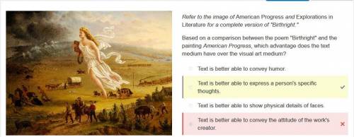 Based on a comparison between a poem and a painting of the same topic, which advantage does the text