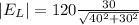 |E_L|=120\frac{30}{\sqrt{40^2+30^2}  }