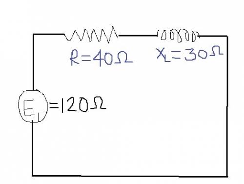In a series rl circuit, et = 120 v, r = 40 ω, and xl = 30 ω. how much is el?