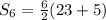 S_6=\frac{6}{2} (23+5)