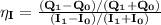 \mathbf{\eta _{I}= \frac{(Q_{1}-Q_{0})/(Q_{1}+Q_{0})}{(I_{1}-I_{0})/(I_{1}+I_{0})}}